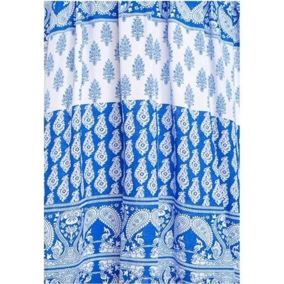 Lulus Blue and White Halter Dress Open Back - Picture 5 of 12